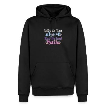 La vie est trop courte pour la technologie des ongles nue - Sweat à capuche Premium bio Homme - noir - Devant - Nico (187cm)