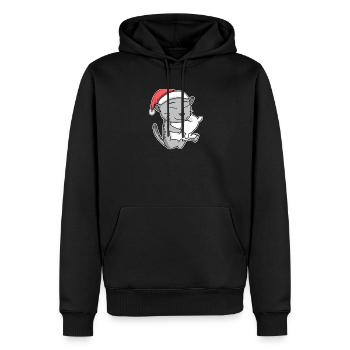 Chat Mau égyptien Noël Sommeil Fatigué - Sweat à capuche Premium bio Homme - noir - Devant - Nico (187cm)