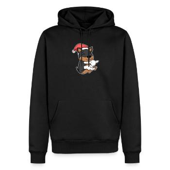 Chien Noël Sommeil Oreillers fatigués - Sweat à capuche Premium bio Homme - noir - Devant - Nico (187cm)