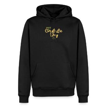 Have a corntastic day - Men’s Premium Organic Hoodie - black - Front - Nico (187cm)