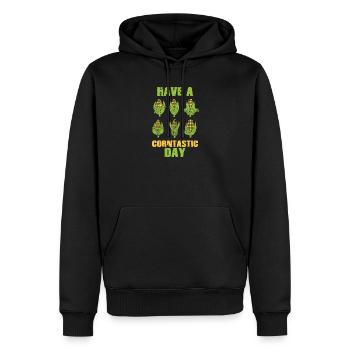 Have a corntastic day - Men’s Premium Organic Hoodie - black - Front - Nico (187cm)