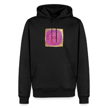BlumenMandala HerzEnergie - Sonja Ariel von Staden - Männer Premium Bio Hoodie - Schwarz - Vorne - Nico (187cm)