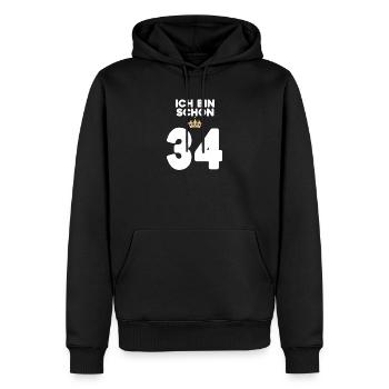 34. Geburtstag Geschenk - 34 Jahre mit Krone - Männer Premium Bio Hoodie - Schwarz - Vorne - Nico (187cm)