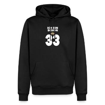 33. Geburtstag Geschenk - 33 Jahre mit Krone - Männer Premium Bio Hoodie - Schwarz - Vorne - Nico (187cm)