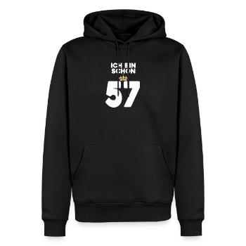 57. Geburtstag Geschenk - 57 Jahre mit Krone - Männer Premium Bio Hoodie - Schwarz - Vorne - Nico (187cm)