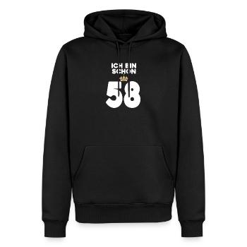58. Geburtstag Geschenk - 58 Jahre mit Krone - Männer Premium Bio Hoodie - Schwarz - Vorne - Nico (187cm)