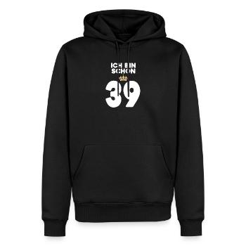 39. Geburtstag Geschenk - 39 Jahre mit Krone - Männer Premium Bio Hoodie - Schwarz - Vorne - Nico (187cm)