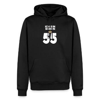 55. Geburtstag Geschenk - 55 Jahre mit Krone - Männer Premium Bio Hoodie - Schwarz - Vorne - Nico (187cm)
