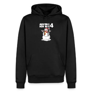 4.Geburtstag 4 Jahre alt Schneemann Geschenk - Männer Premium Bio Hoodie - Schwarz - Vorne - Nico (187cm)