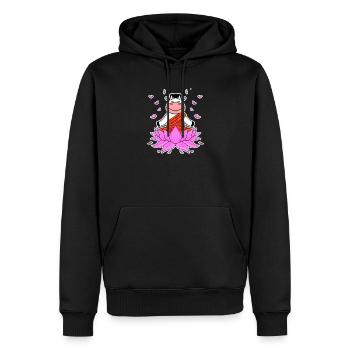 Yoga Kuh - Männer Premium Bio Hoodie - Schwarz - Vorne - Nico (187cm)