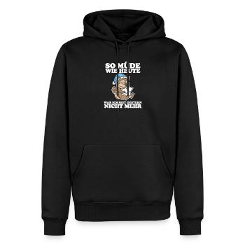Müde Spruch lustig mit Eichhörnchen Motiv - Männer Premium Bio Hoodie - Schwarz - Vorne - Nico (187cm)