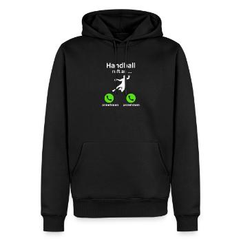 Handball ruft an - annehmen oder annehmen? - Männer Premium Bio Hoodie - Schwarz - Vorne - Nico (187cm)