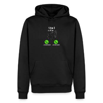 Stall ruft an - annehmen oder annehmen? - Männer Premium Bio Hoodie - Schwarz - Vorne - Nico (187cm)