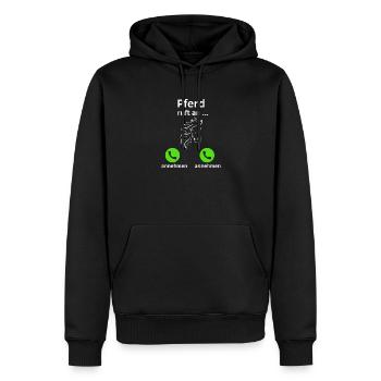 Pferd ruft an - annehmen oder annehmen? - Männer Premium Bio Hoodie - Schwarz - Vorne - Nico (187cm)