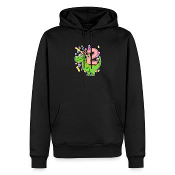 2 Jahre alt - 2 Geburtstag mit Tier Motiv - Männer Premium Bio Hoodie - Schwarz - Vorne - Nico (187cm)