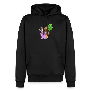 3 Jahre alt - 3. Geburtstag mit Tier Motiv - Männer Premium Bio Hoodie - Schwarz - Vorne - Nico (187cm)