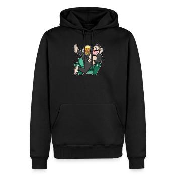 Funny monkey drinks beer - Men’s Premium Organic Hoodie - black - Front - Nico (187cm)