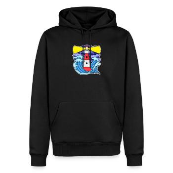 Phare Côte Mer Mer - Sweat à capuche Premium bio Homme - noir - Devant - Nico (187cm)