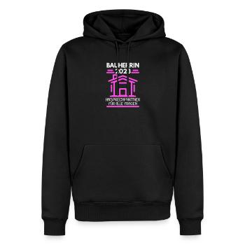 Bauherrin 2023 Hausbau Baustelle Richtfest - Männer Premium Bio Hoodie - Schwarz - Vorne - Nico (187cm)