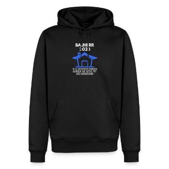 Bauherr 2023 Hausbau Baustelle Richtfest Geschenk - Männer Premium Bio Hoodie - Schwarz - Vorne - Nico (187cm)