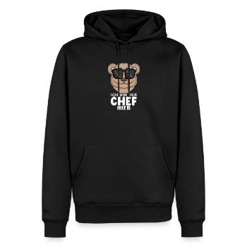 Cool Bär Chef Spruch - Männer Premium Bio Hoodie - Schwarz - Vorne - Nico (187cm)