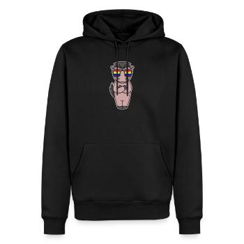 Gay Regenbogen - Pferd mit Brille - Männer Premium Bio Hoodie - Schwarz - Vorne - Nico (187cm)