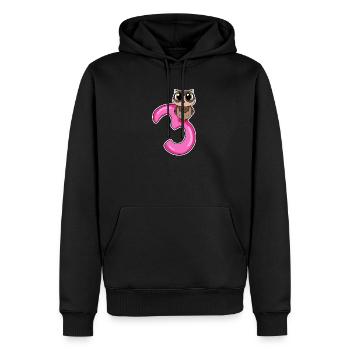 3 Jahre alt - 3. Geburtstag mit Tier Motiv - Männer Premium Bio Hoodie - Schwarz - Vorne - Nico (187cm)
