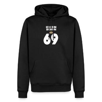 69. Geburtstag Geschenk - 69 Jahre mit Krone - Männer Premium Bio Hoodie - Schwarz - Vorne - Nico (187cm)