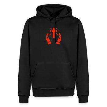 Jésus, Jésus, Jésus chrétien chrétien chrétien - Sweat à capuche Premium bio Homme - noir - Devant - Nico (187cm)