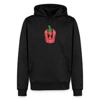 Motif de visage de poivre mignon - Sweat à capuche Premium bio Homme - noir - Devant - Nico (187cm)