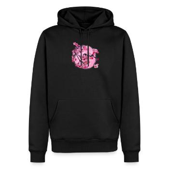 Art japonais des fleurs de cerisier - Sweat à capuche Premium bio Homme - noir - Devant - Nico (187cm)