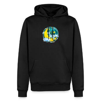 Astronaut Motif Space Moon Crescent - Men’s Premium Organic Hoodie - black - Front - Nico (187cm)