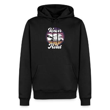 Campingplatzimpressionen: Wohnmobil Design - Männer Premium Bio Hoodie - Schwarz - Vorne - Nico (187cm)