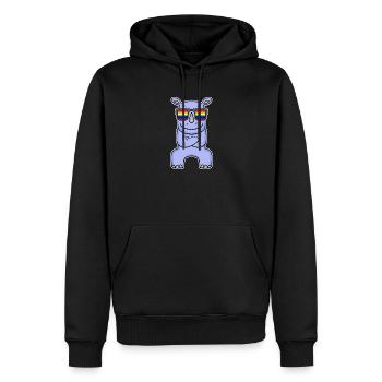 Regenbogen - Nashorn mit Brille - Männer Premium Bio Hoodie - Schwarz - Vorne - Nico (187cm)