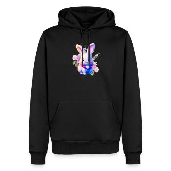 Blumen Osterhase niedlicher Hase - Männer Premium Bio Hoodie - Schwarz - Vorne - Nico (187cm)