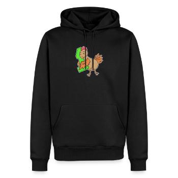 1 an - Inscription - Motif poulet - Gagnant - Sweat à capuche Premium bio Homme - noir - Devant - Nico (187cm)