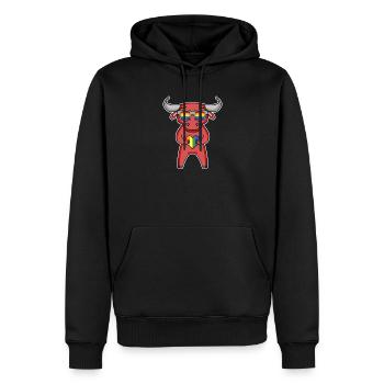 Arc-en-ciel - Taureau avec lunettes et cœur - Sweat à capuche Premium bio Homme - noir - Devant - Nico (187cm)