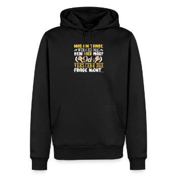 Was ich trinke wenn ich mal kein Bier mag - lustig - Männer Premium Bio Hoodie - Schwarz - Vorne - Nico (187cm)
