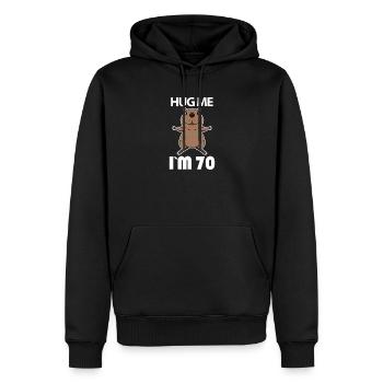 70 ans - 70 ans - câlin - Sweat à capuche Premium bio Homme - noir - Devant - Nico (187cm)