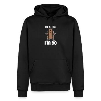 80 Geburtstag - 80 Jahre - Umarmung - Männer Premium Bio Hoodie - Schwarz - Vorne - Nico (187cm)
