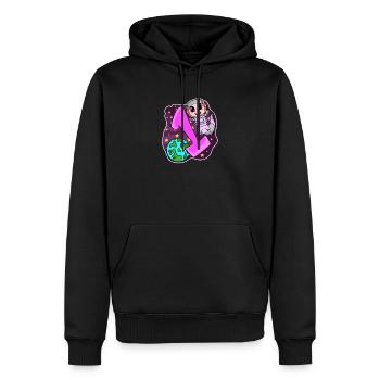 1 an - Inscription - Motif Axolotl - Sweat à capuche Premium bio Homme - noir - Devant - Nico (187cm)