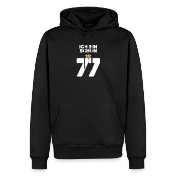 77. Geburtstag Geschenk - 77 Jahre mit Krone - Männer Premium Bio Hoodie - Schwarz - Vorne - Nico (187cm)