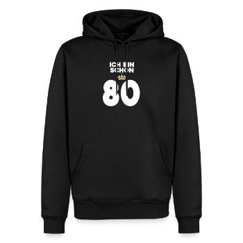 80. Geburtstag Geschenk - 80 Jahre mit Krone - Männer Premium Bio Hoodie - Schwarz - Vorne - Nico (187cm)