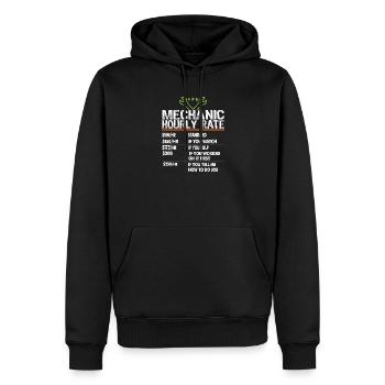 Taux horaire des mécaniciens Ouvriers mécaniciens Taux de main-d’œuvre - Sweat à capuche Premium bio Homme - noir - Devant - Nico (187cm)