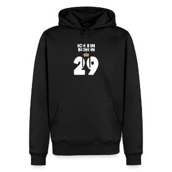 29. Geburtstag Geschenk - 29 Jahre mit Krone - Männer Premium Bio Hoodie - Schwarz - Vorne - Nico (187cm)