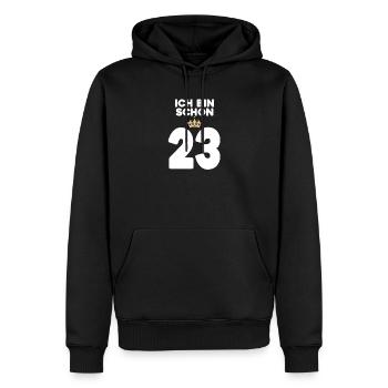 23. Geburtstag Geschenk - 23 Jahre mit Krone - Männer Premium Bio Hoodie - Schwarz - Vorne - Nico (187cm)