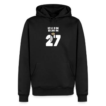 27. Geburtstag Geschenk - 27 Jahre mit Krone - Männer Premium Bio Hoodie - Schwarz - Vorne - Nico (187cm)