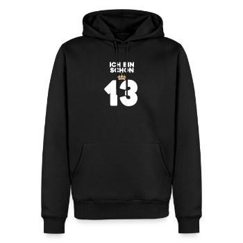 13. Geburtstag Geschenk - 13 Jahre mit Krone - Männer Premium Bio Hoodie - Schwarz - Vorne - Nico (187cm)