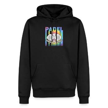 Padel Tennis Coloré - Sweat à capuche Premium bio Homme - noir - Devant - Nico (187cm)
