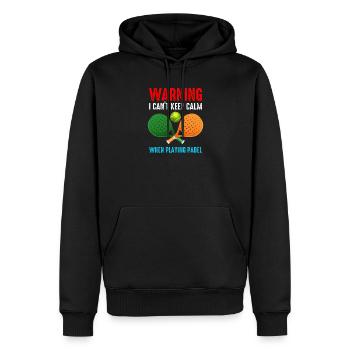Avertissement Je ne peux pas rester calme quand je joue au padel - Sweat à capuche Premium bio Homme - noir - Devant - Nico (187cm)